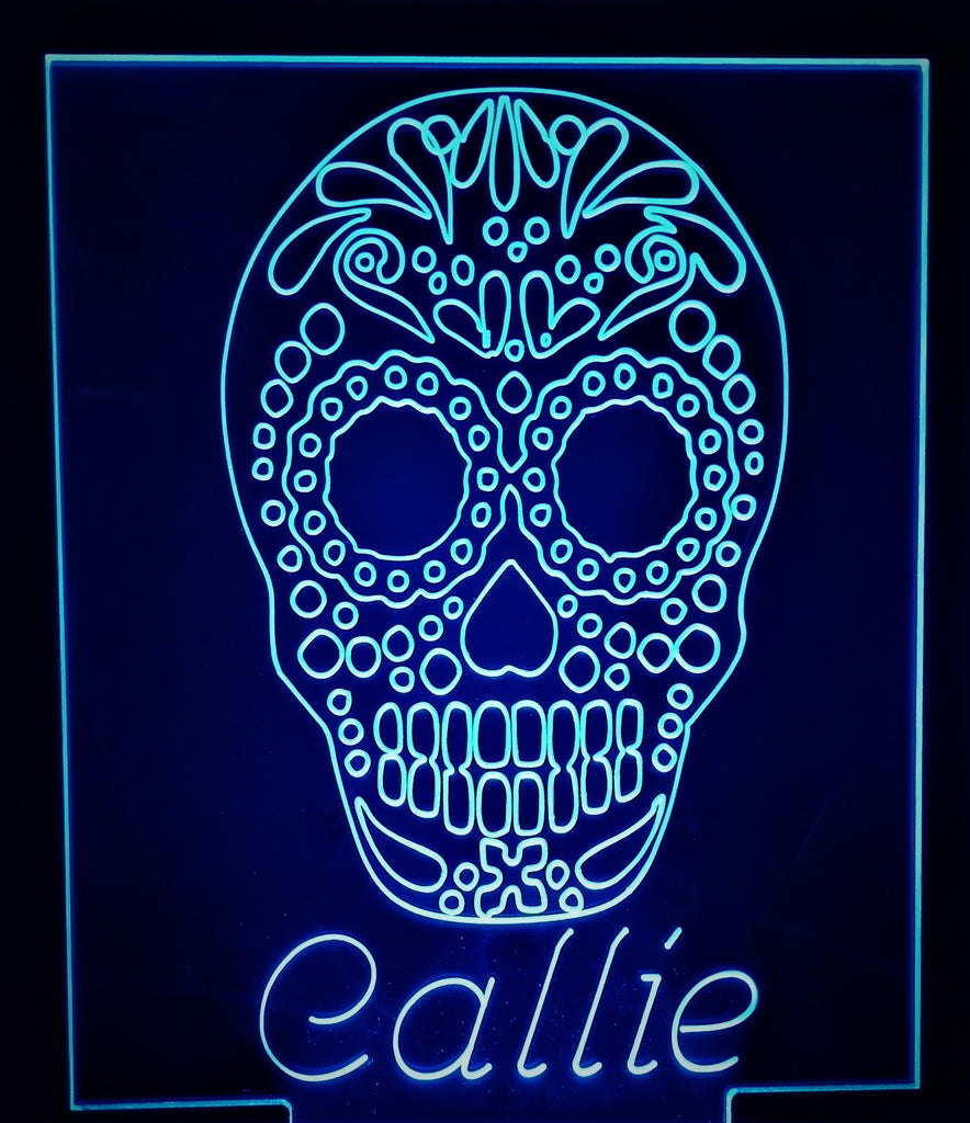 Sugar Skull Mini LED Acrylic RGB Personalized Lamp - Name It Shop