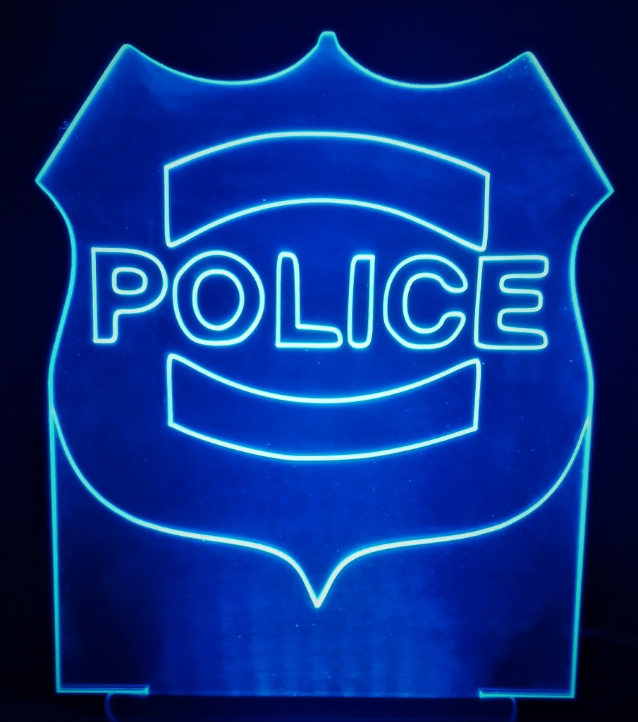 Police Badge Mini LED Acrylic RGB Personalized Lamp - Name It Shop
