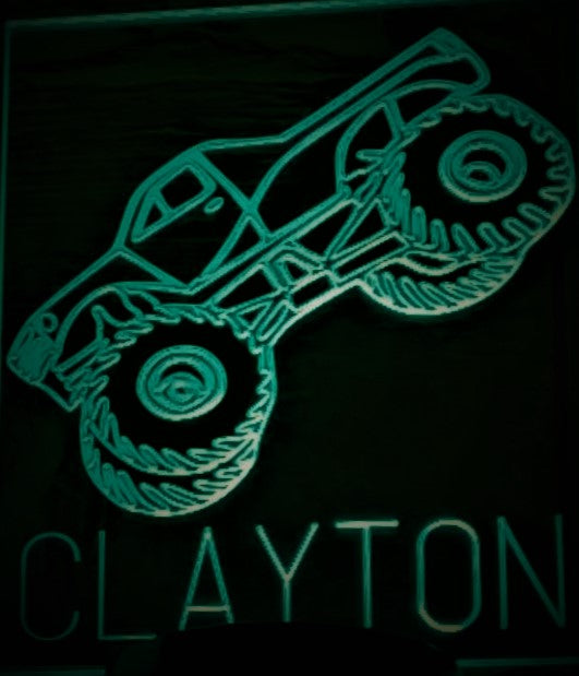 Monster Truck Mini LED Acrylic RGB Personalized Lamp - Name It Shop