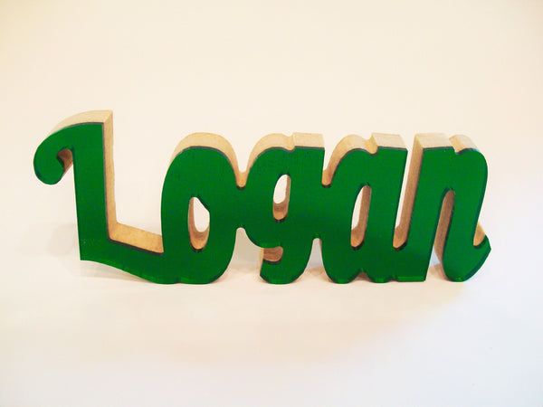 Mirrored Acrylic Wooden Names Green - Name It Shop