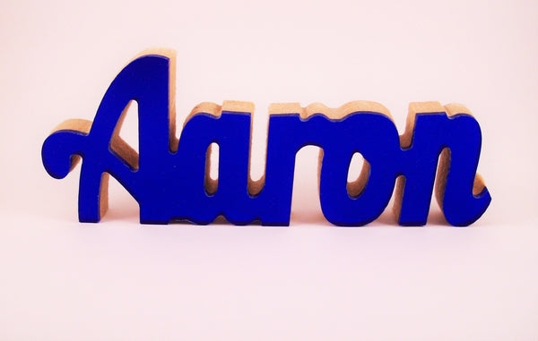 Mirrored Acrylic Wooden Names Blue - Name It Shop