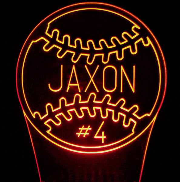 Baseball Mini LED Acrylic RGB Personalized Lamp - Name It Shop